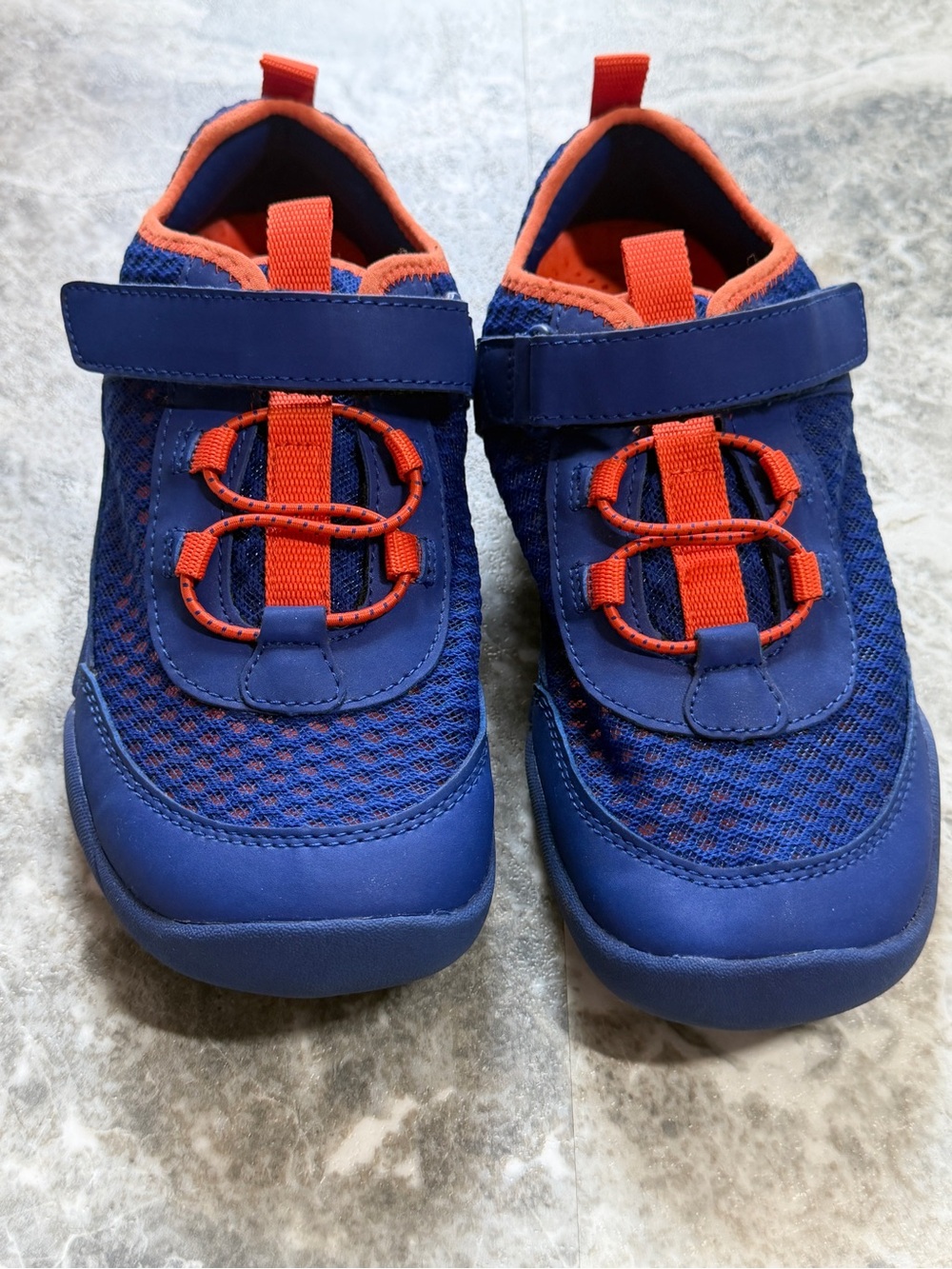 Lands End Kids Water Shoes 5 EU 37 Blue Orange Mesh Velcro Bungee